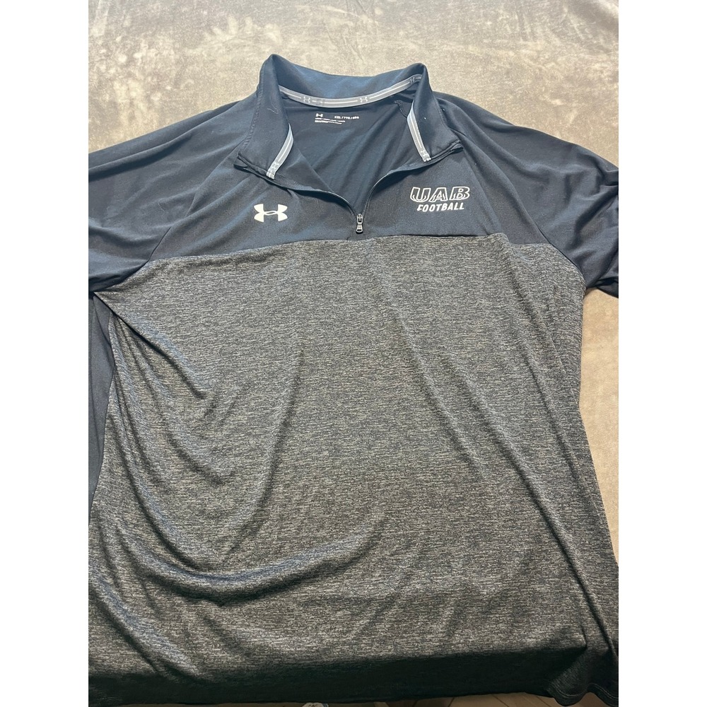 Under Armour UAB Football Pullover XXL Mens Quarter Zip Shirt Grayโ Black